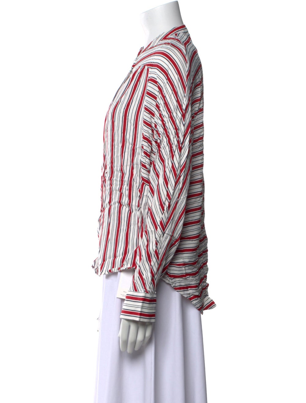 Maje Button-Up Top Red Striped Long Sleeve with M… - image 2