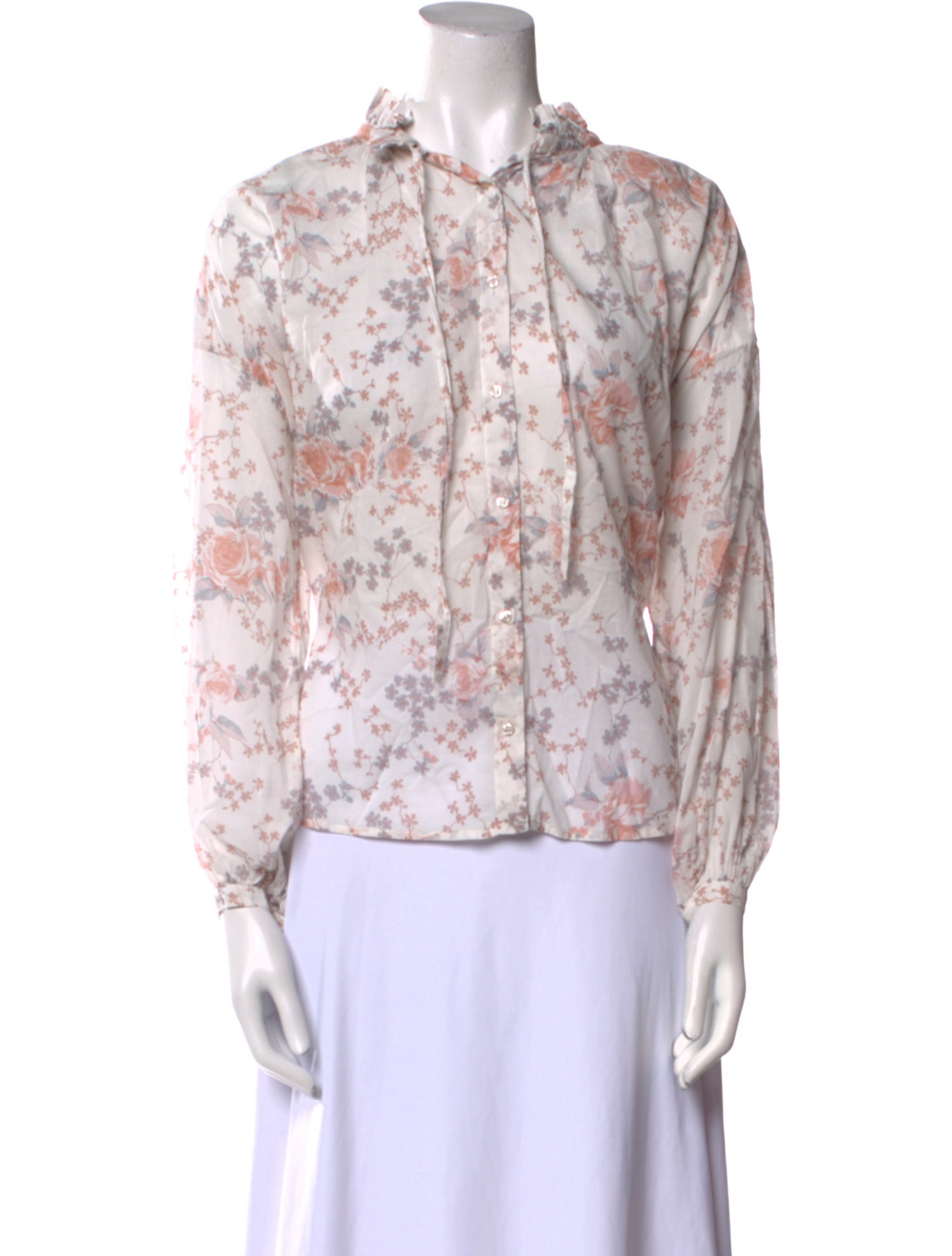 Maje Floral Print Mock Neck Blouse
