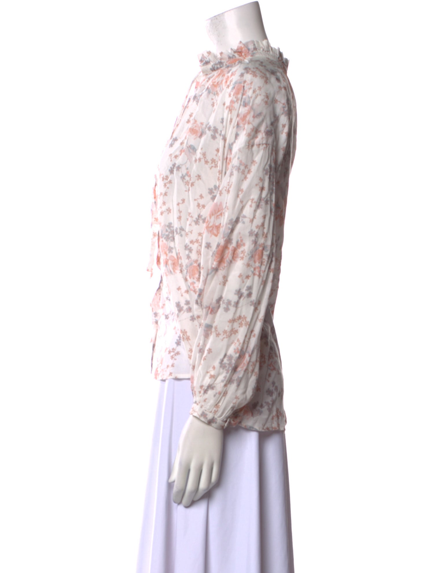 Maje Floral Print Mock Neck Blouse