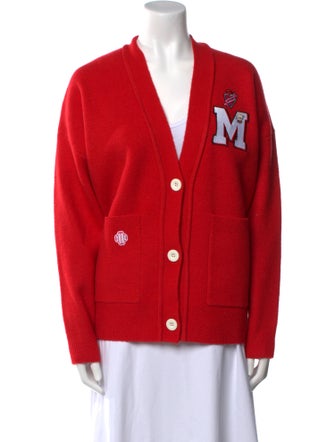 Maje Graphic Print V-Neck Sweater