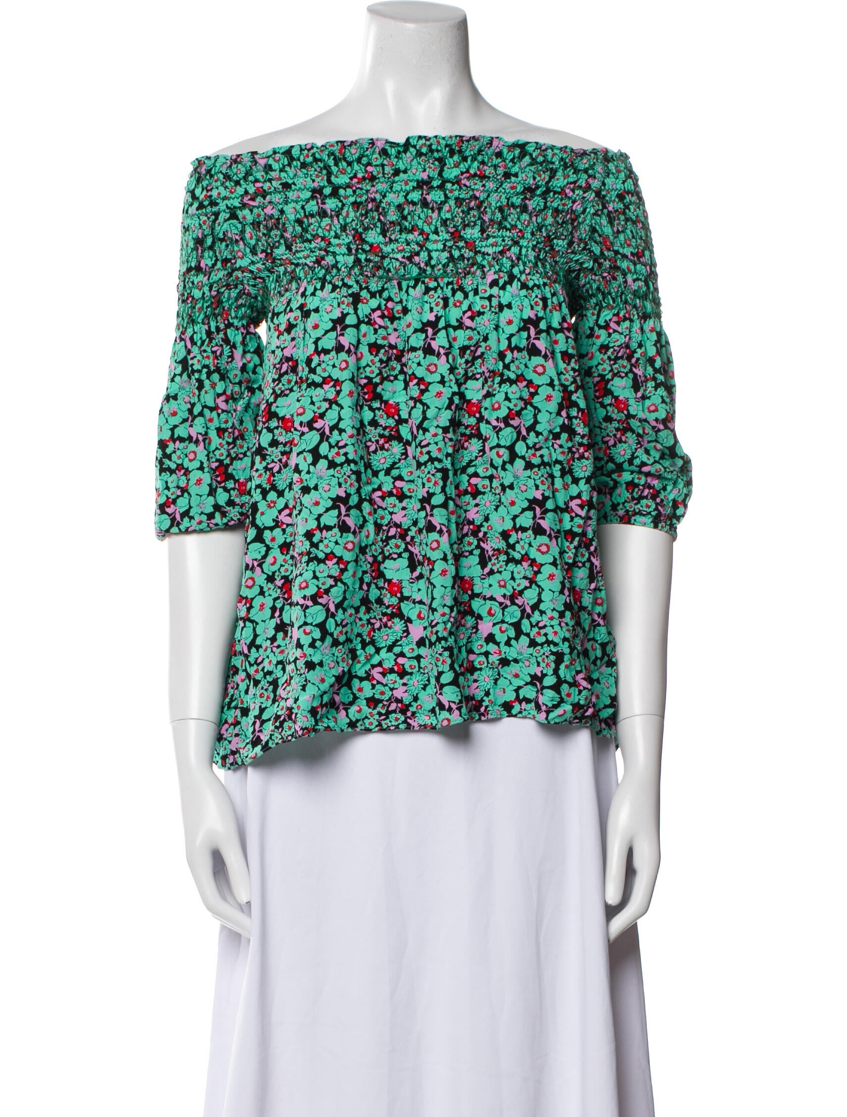 Maje Floral Print Off-The-Shoulder Blouse