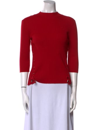 Maje Mock Neck Three-Quarter Sleeve Top