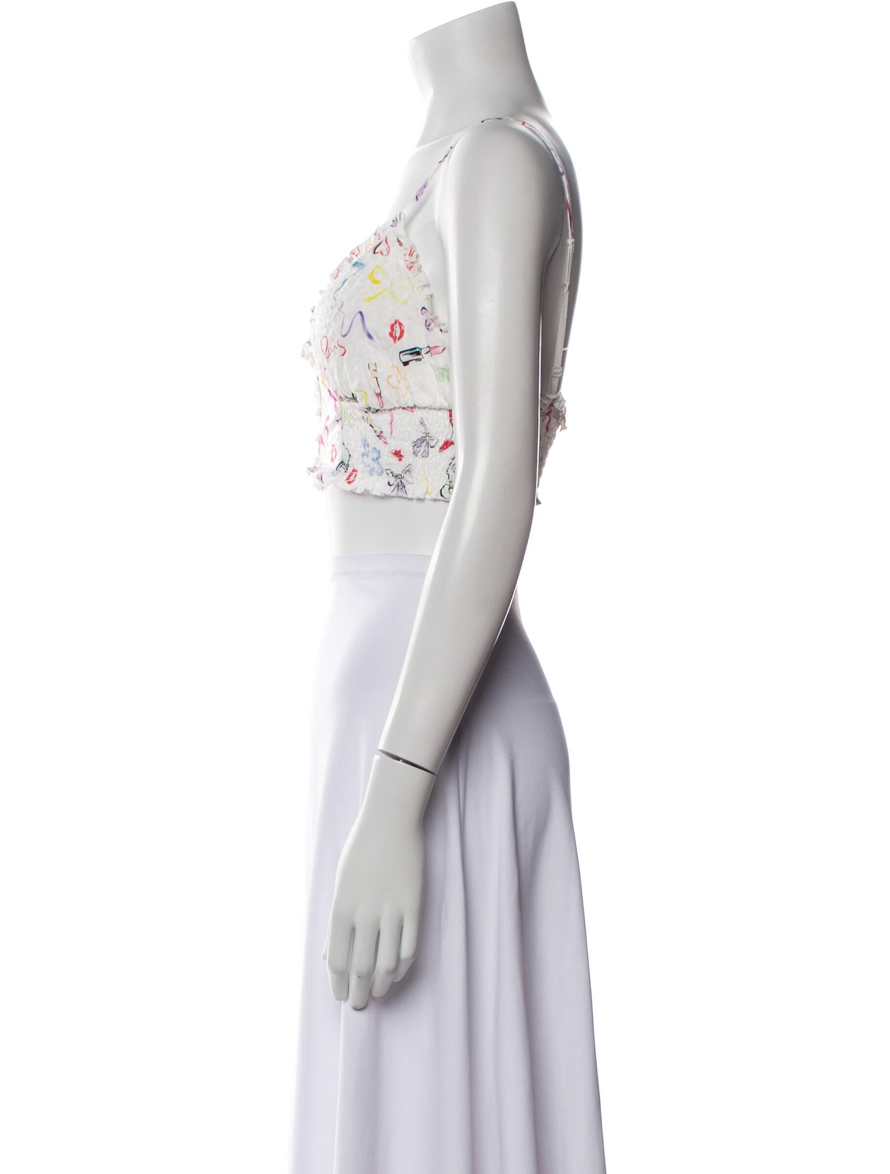 Maje Floral Print V-Neck Crop Top