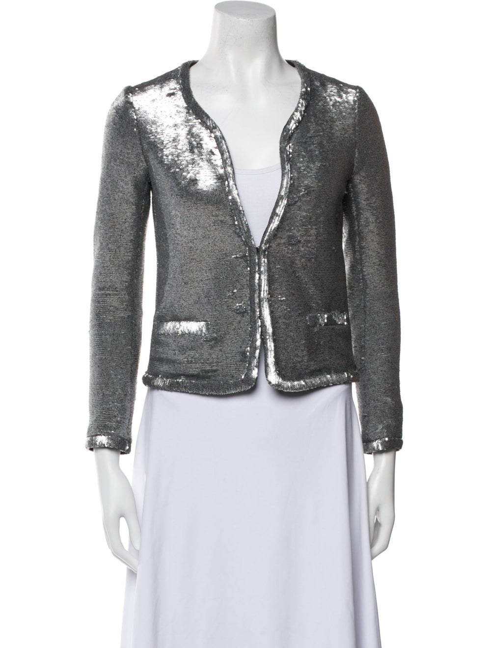 Maje Evening Jacket Silver Sequin Embellishments … - image 1
