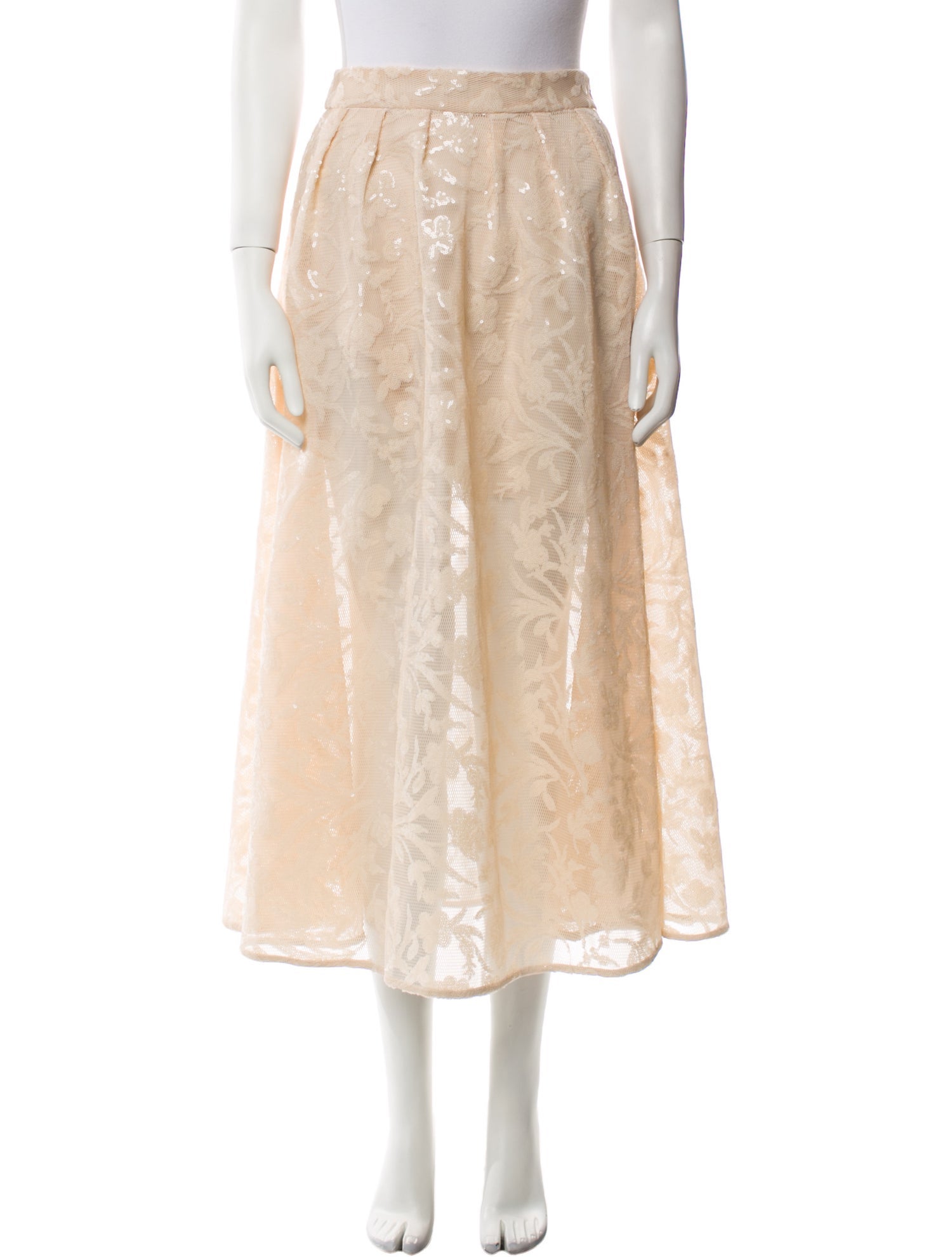 Maje Lace Pattern Midi Length Skirt