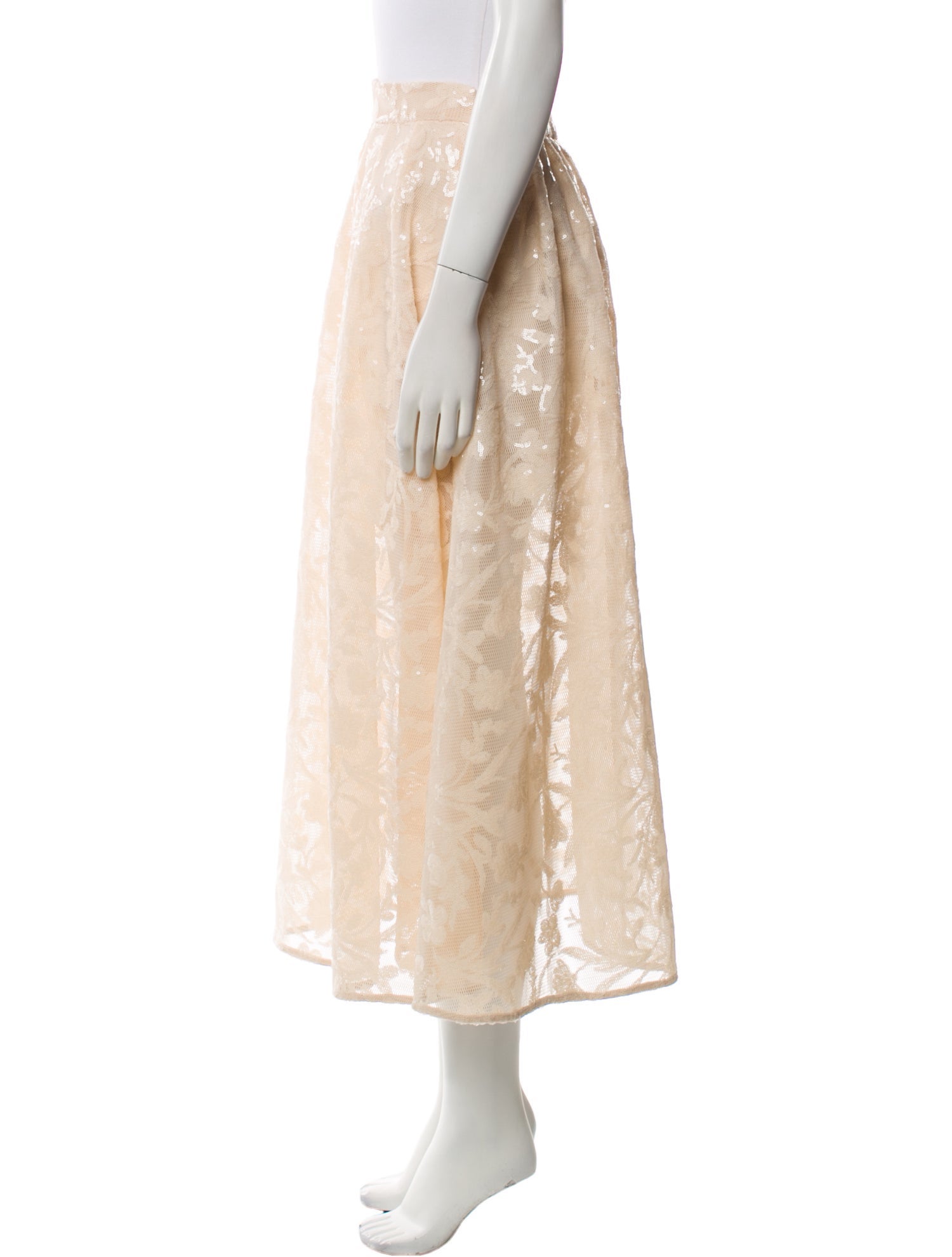 Maje Lace Pattern Midi Length Skirt