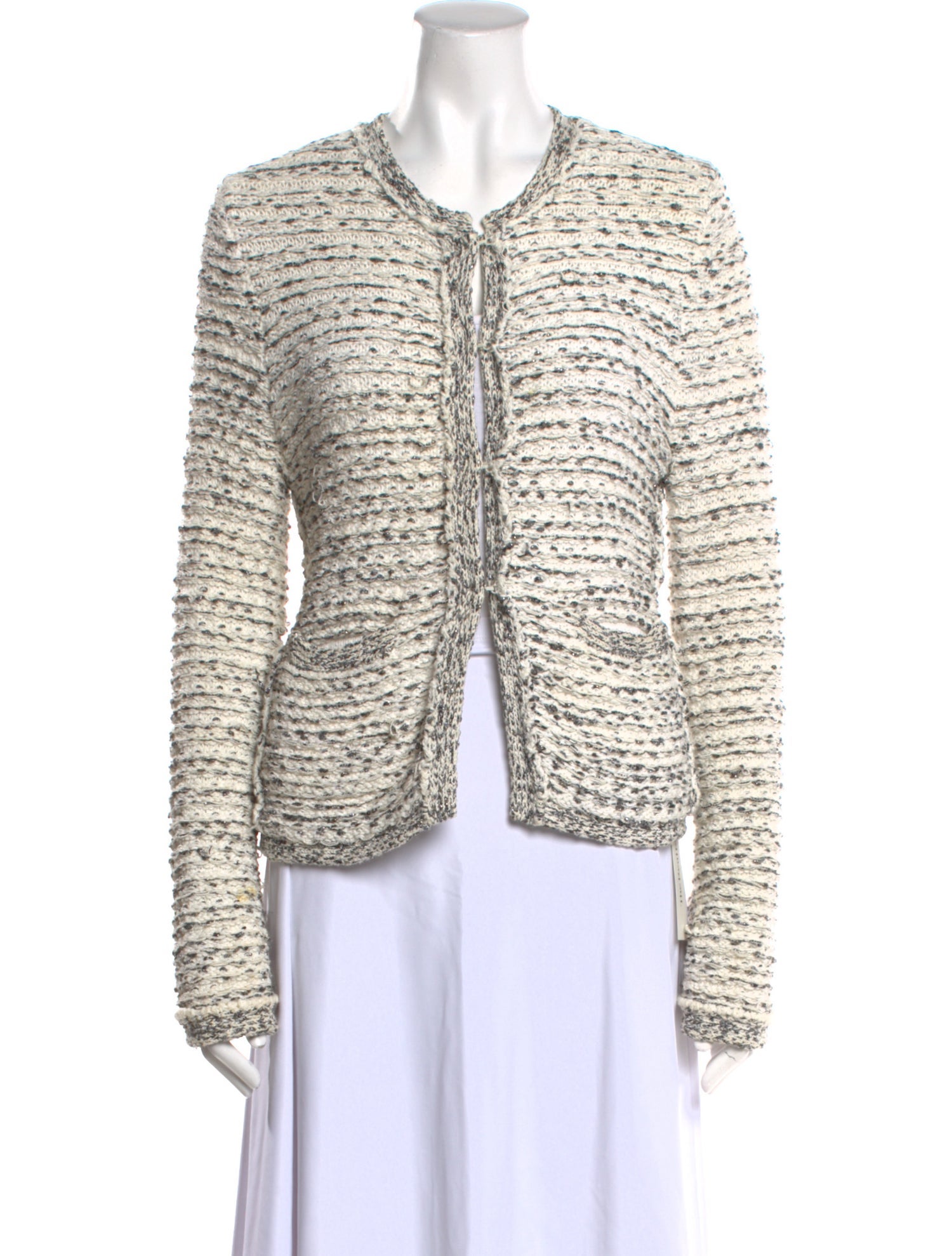 Maje Tweed Pattern Crew Neck Sweater