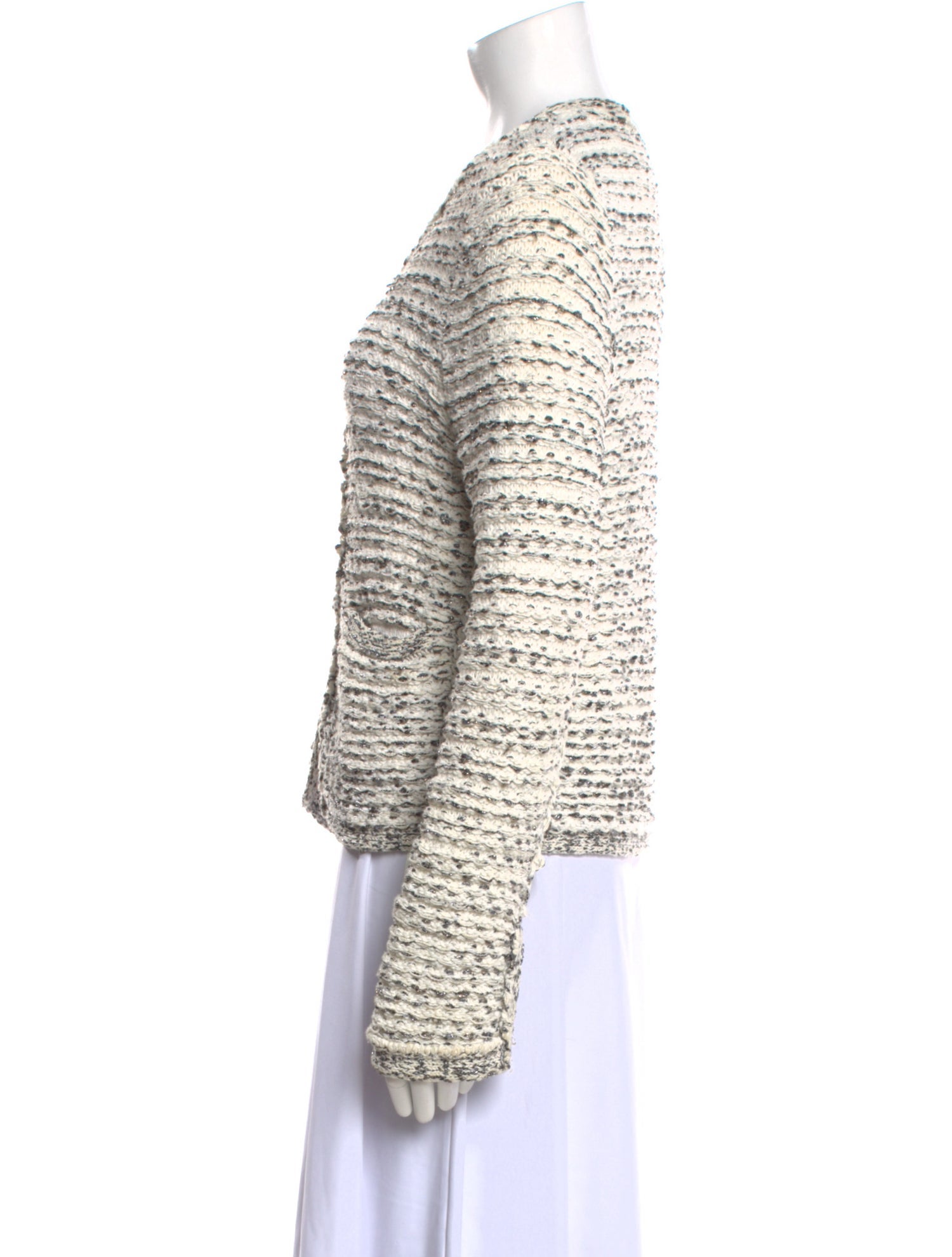 Maje Tweed Pattern Crew Neck Sweater