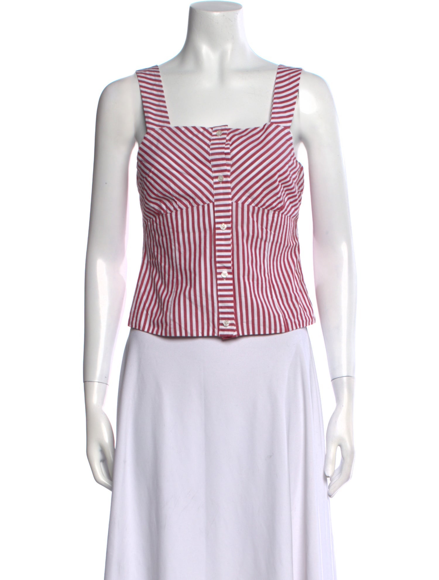 Maje Striped Square Neckline Crop Top