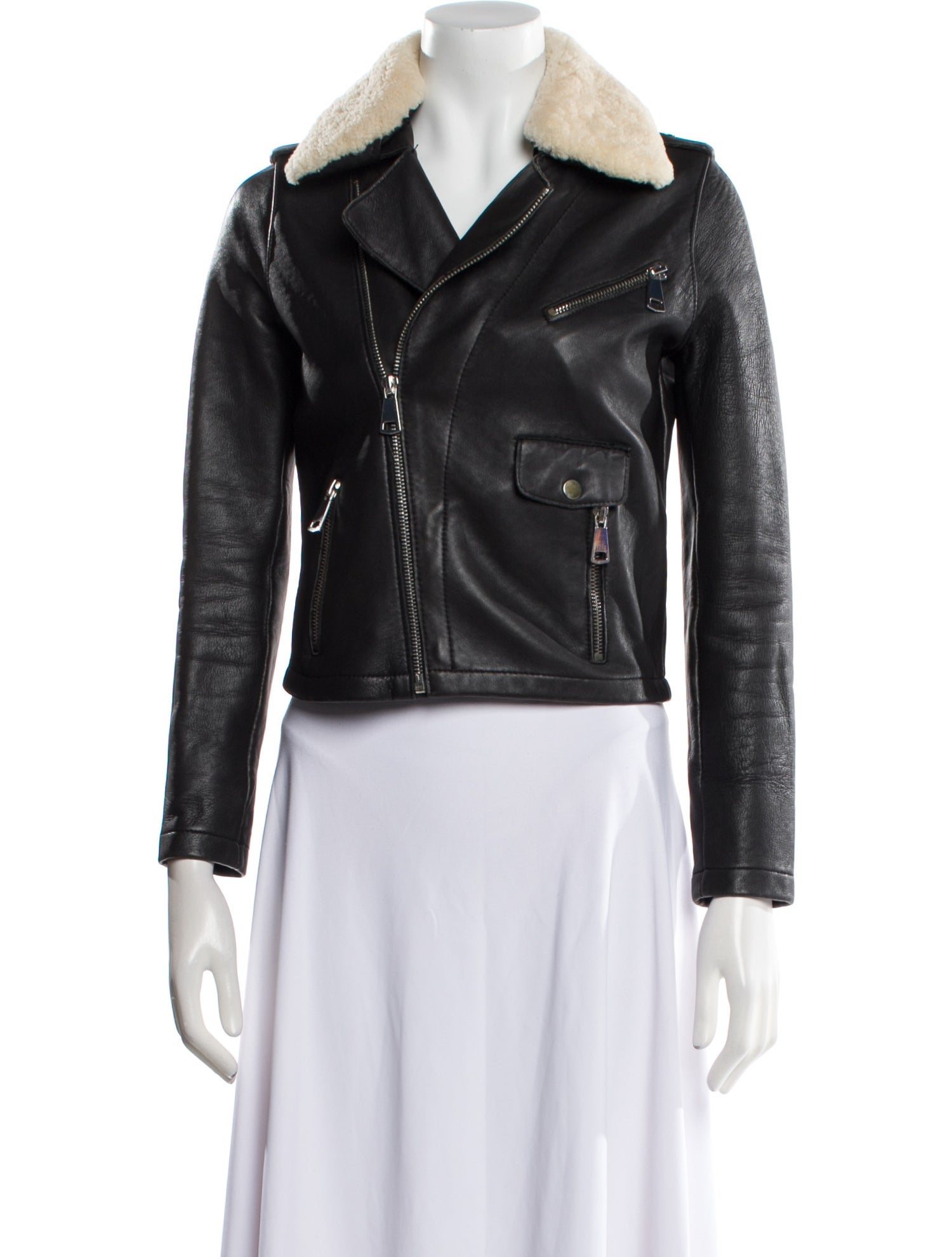 Maje Lamb Leather Biker Jacket