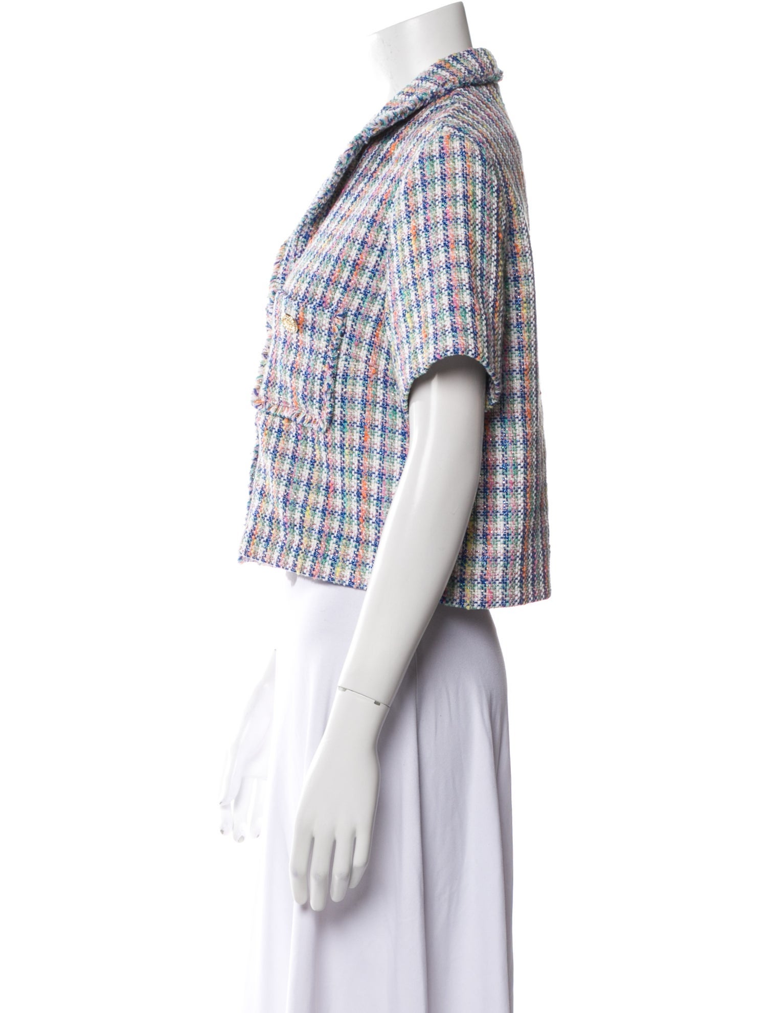 Maje Plaid Print Short Sleeve Crop Top w/ Tags