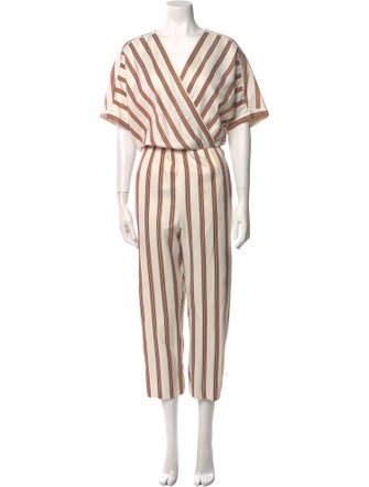 Maje Striped V-Neck Jumpsuit