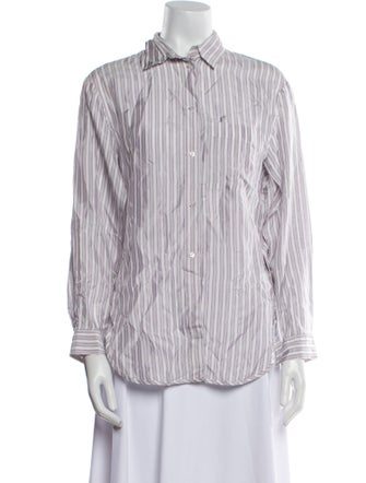Maje Striped Long Sleeve Button-Up Top