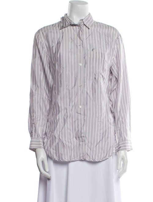 Maje Striped Long Sleeve Button-Up Top