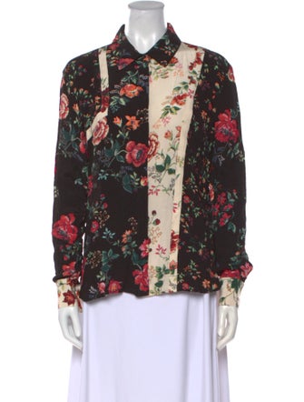 Maje Floral Print Long Sleeve Blouse