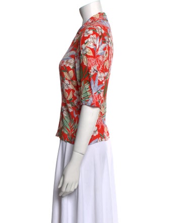 Maje Floral Print V-Neck Button-Up Top