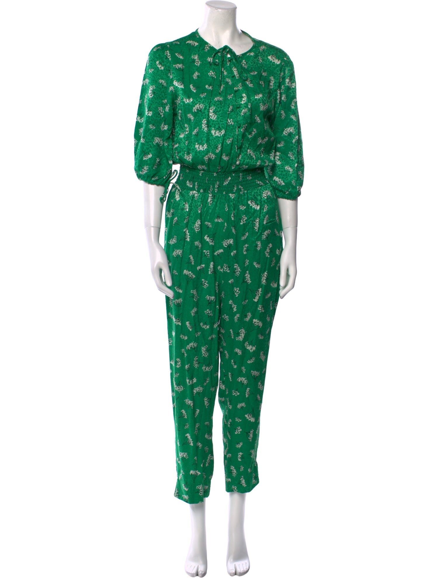 Maje Floral Print Crew Neck Jumpsuit