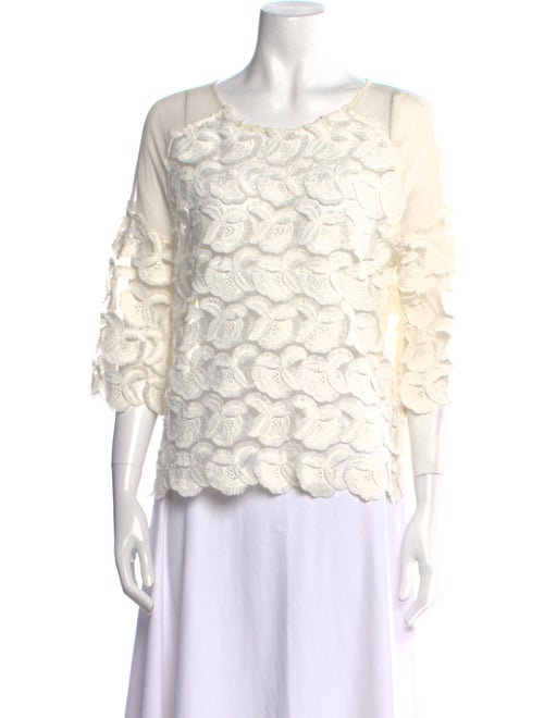 Maje Lace Pattern Scoop Neck Top
