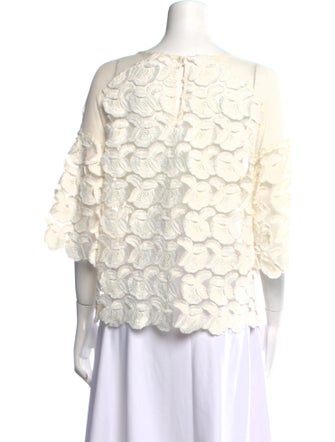 Maje Lace Pattern Scoop Neck Top