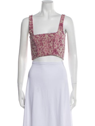 Maje Floral Print Square Neckline Crop Top