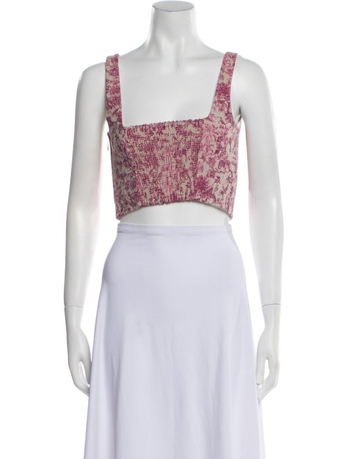 Maje Floral Print Square Neckline Crop Top