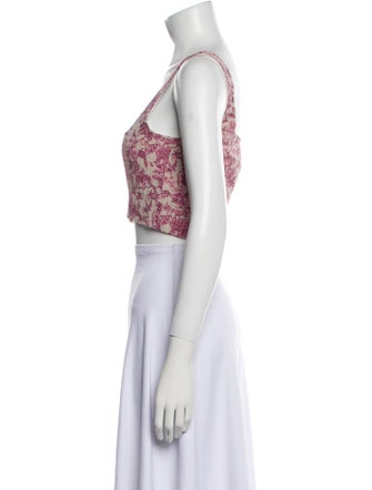 Maje Floral Print Square Neckline Crop Top