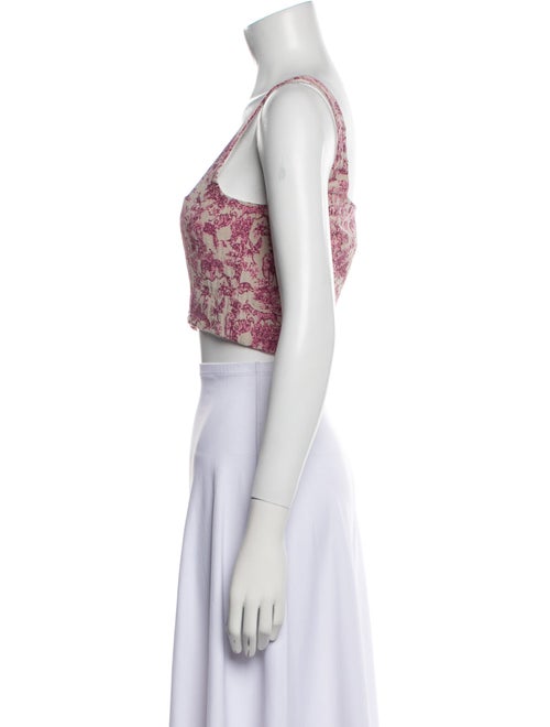 Maje Floral Print Square Neckline Crop Top