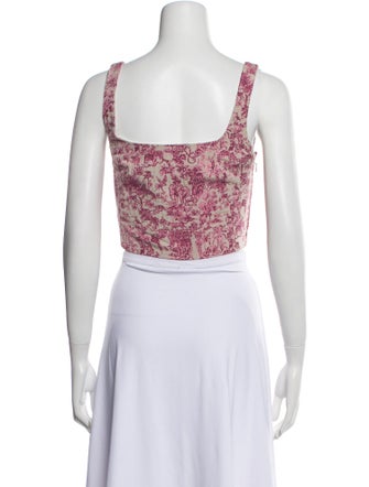 Maje Floral Print Square Neckline Crop Top