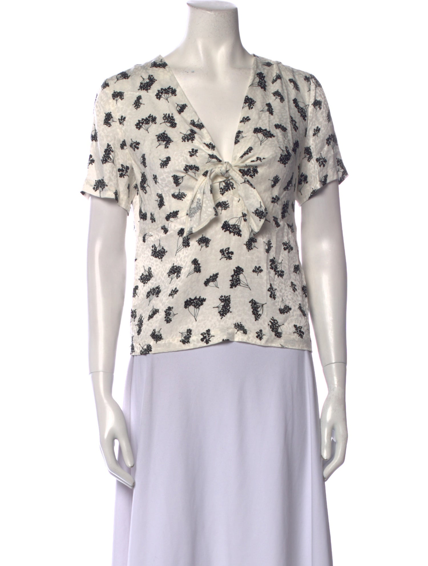 Maje Floral Print V-Neck Top