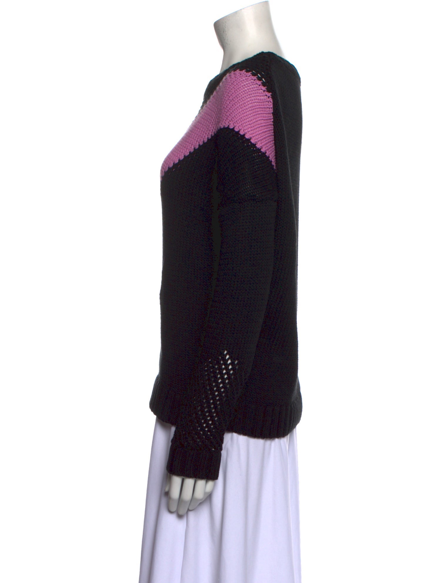 Maje Colorblock Pattern Crew Neck Sweater