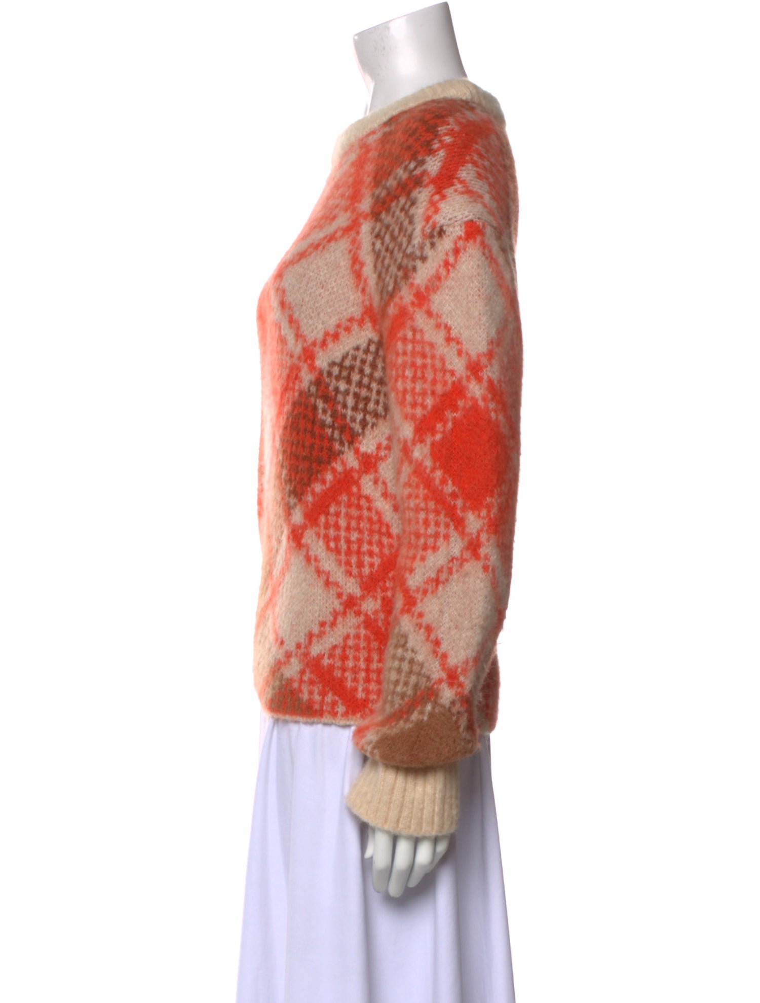 Maje Plaid Print Crew Neck Sweater