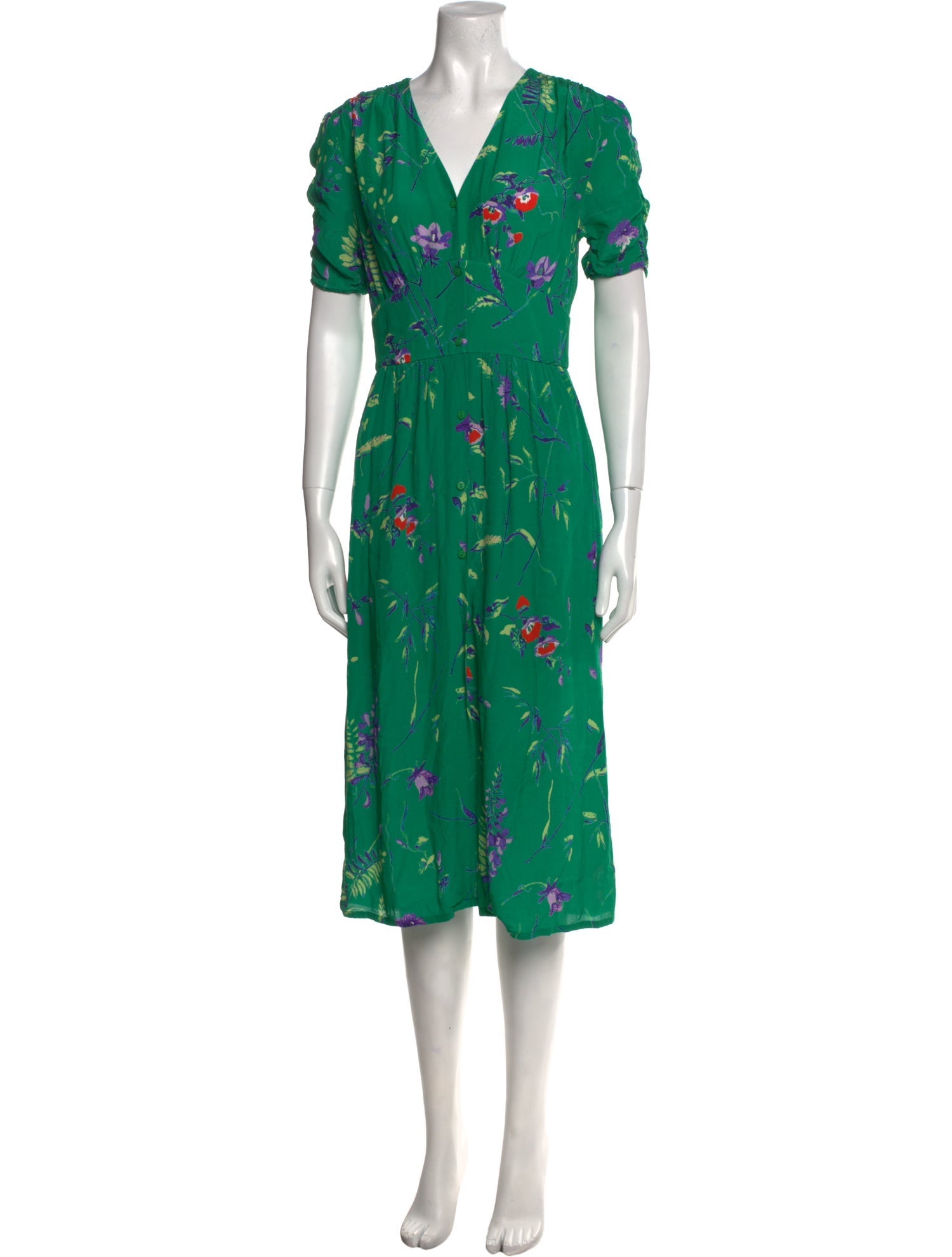 Maje Floral Print Midi Length Dress