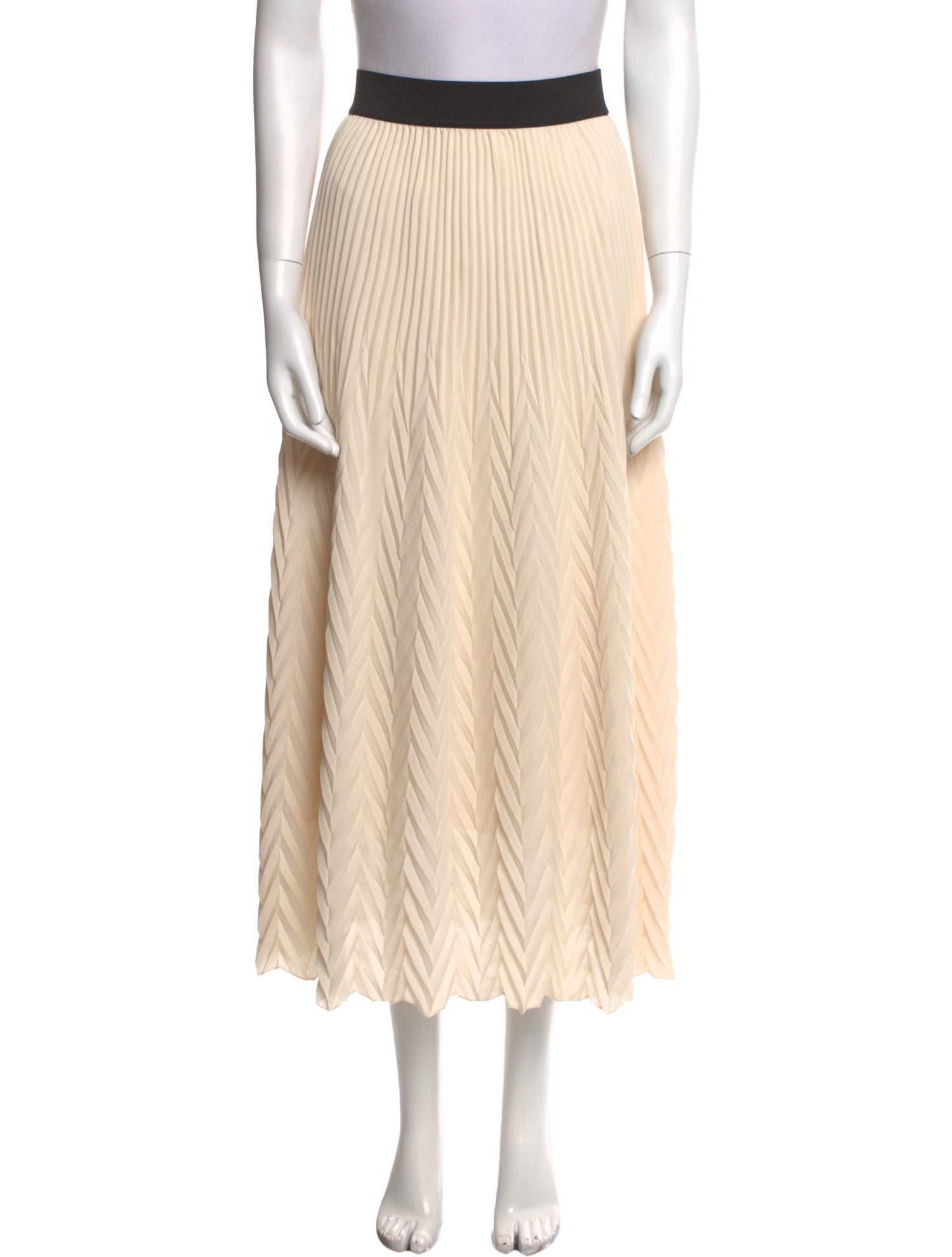 Maje Pleated Accents Midi Length Skirt