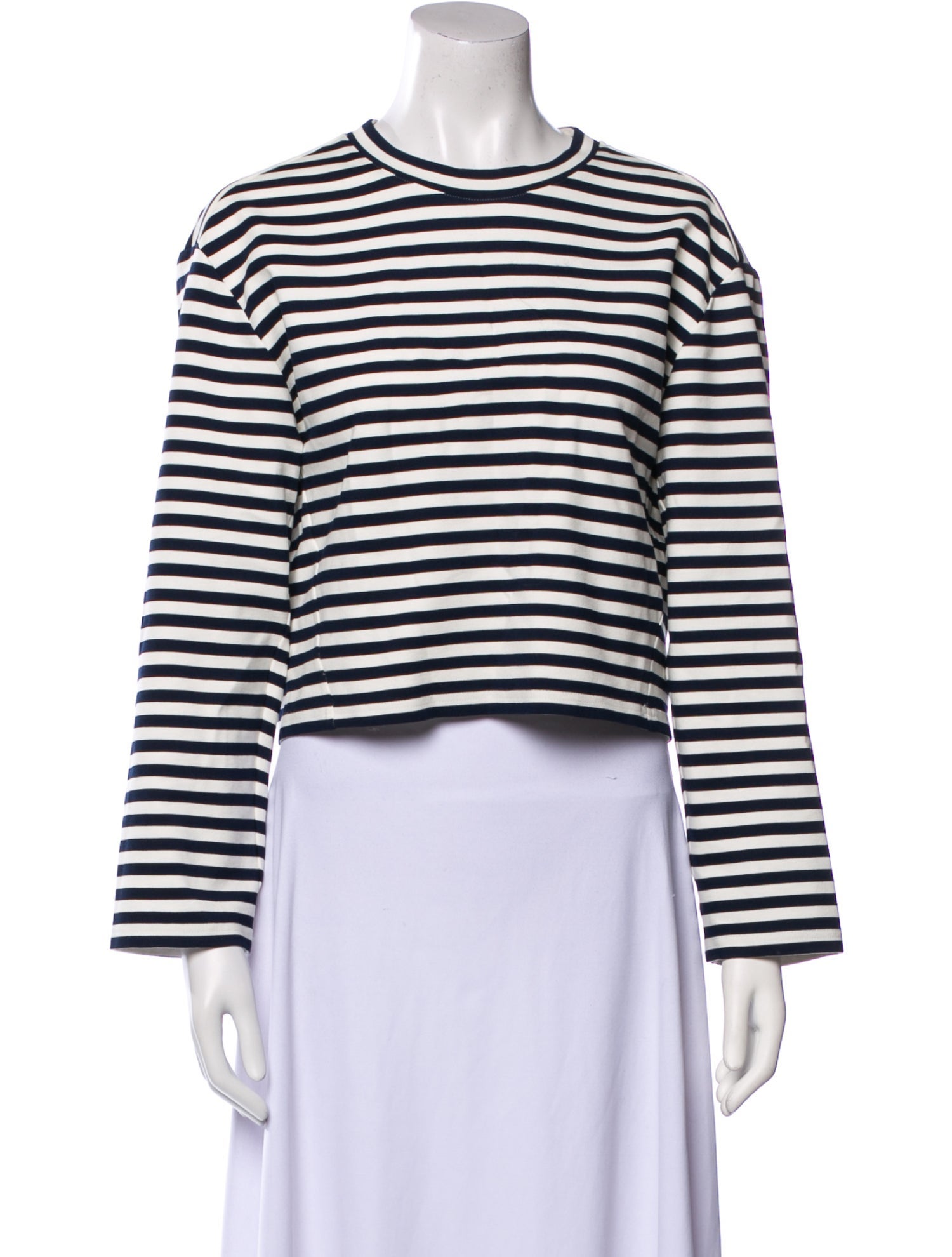 Maje Striped Crew Neck Crop Top