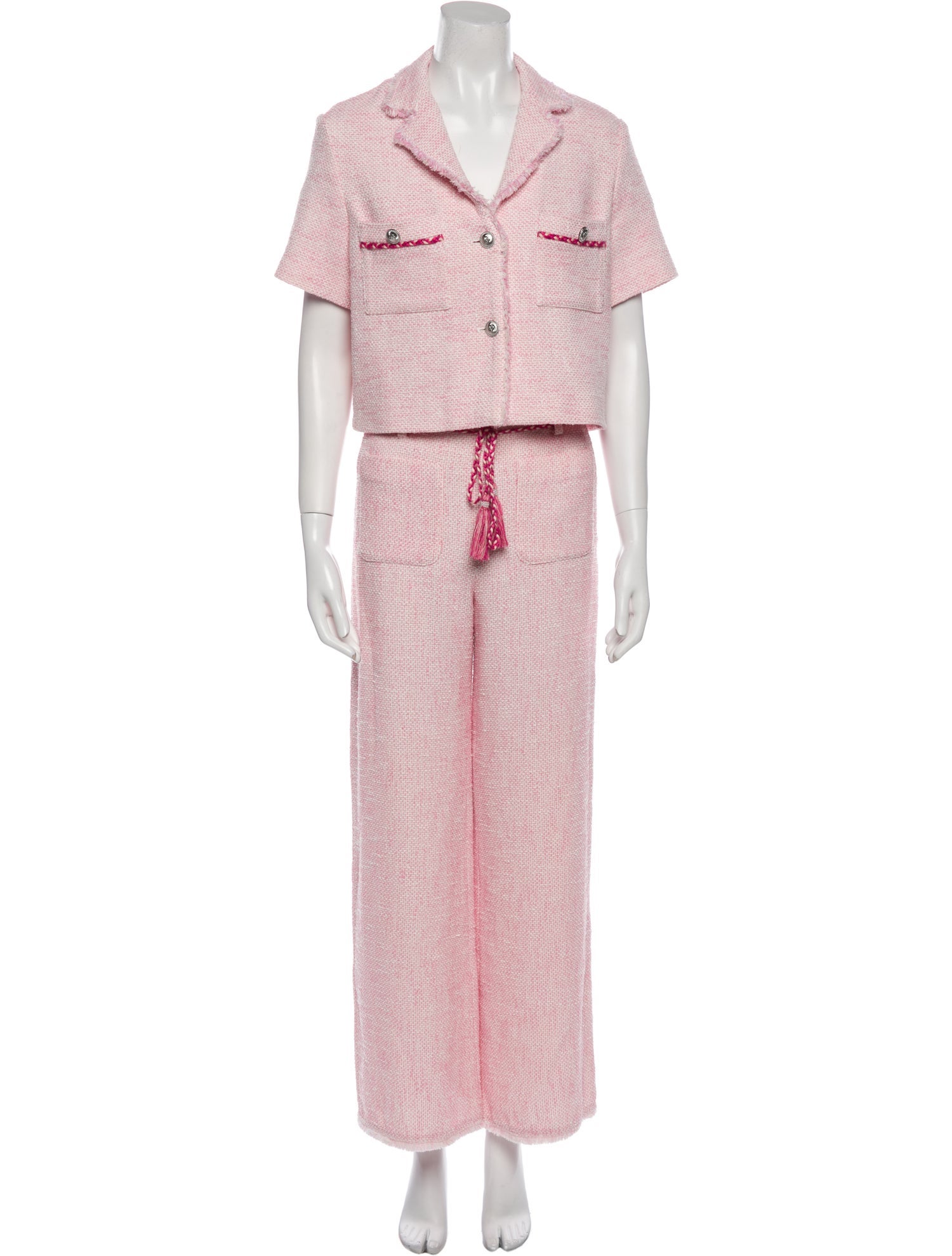 Maje Tweed Pattern Tassel Accents Pant Set