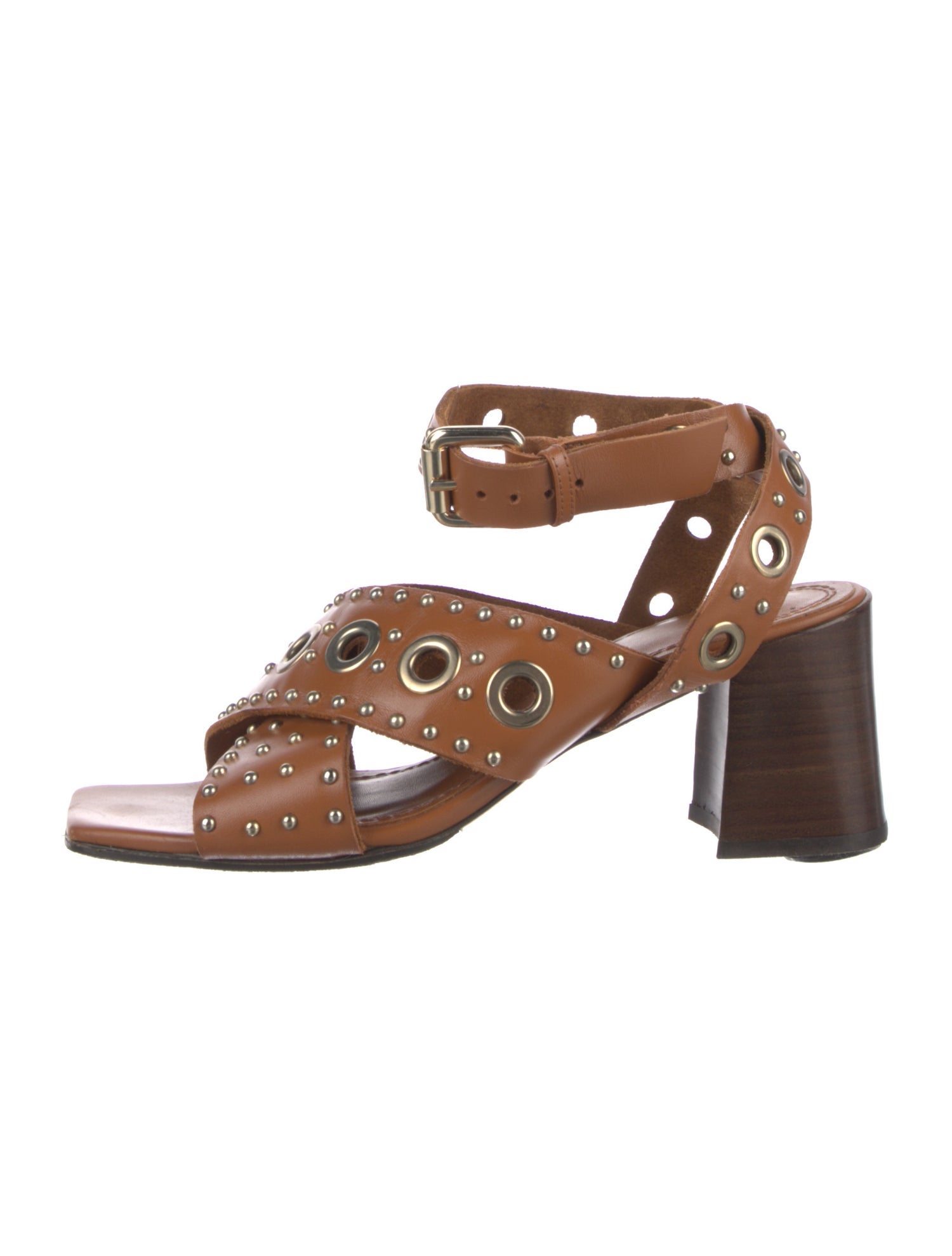 Maje Leather Studded Accents Sandals