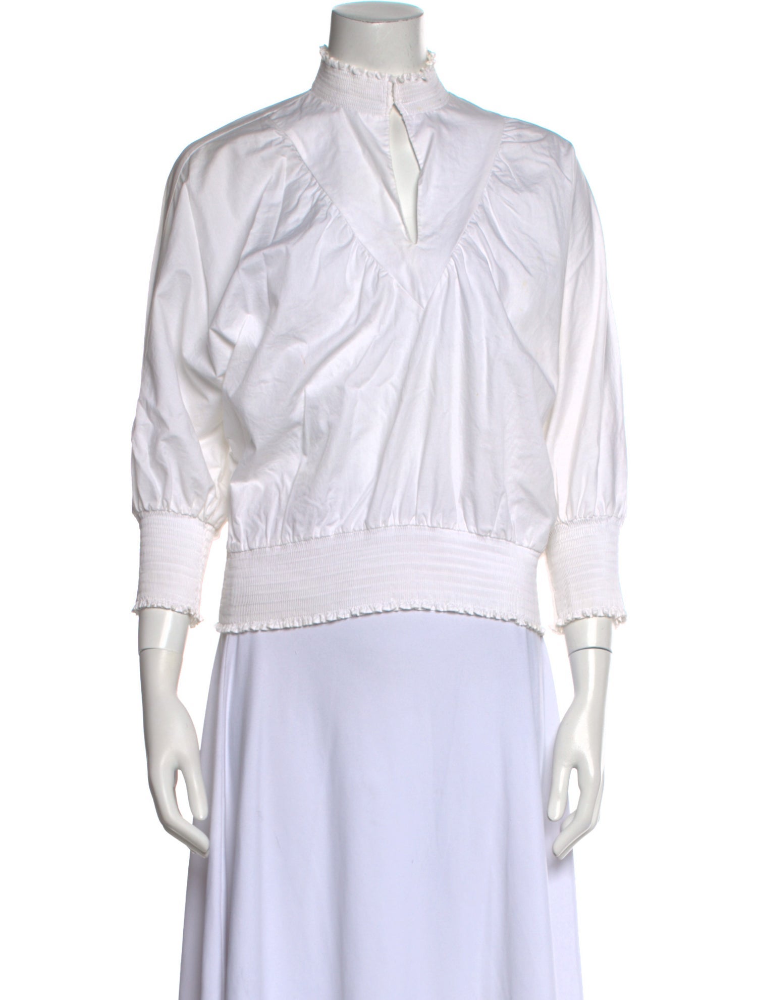 Maje Mock Neck Three-Quarter Sleeve Blouse