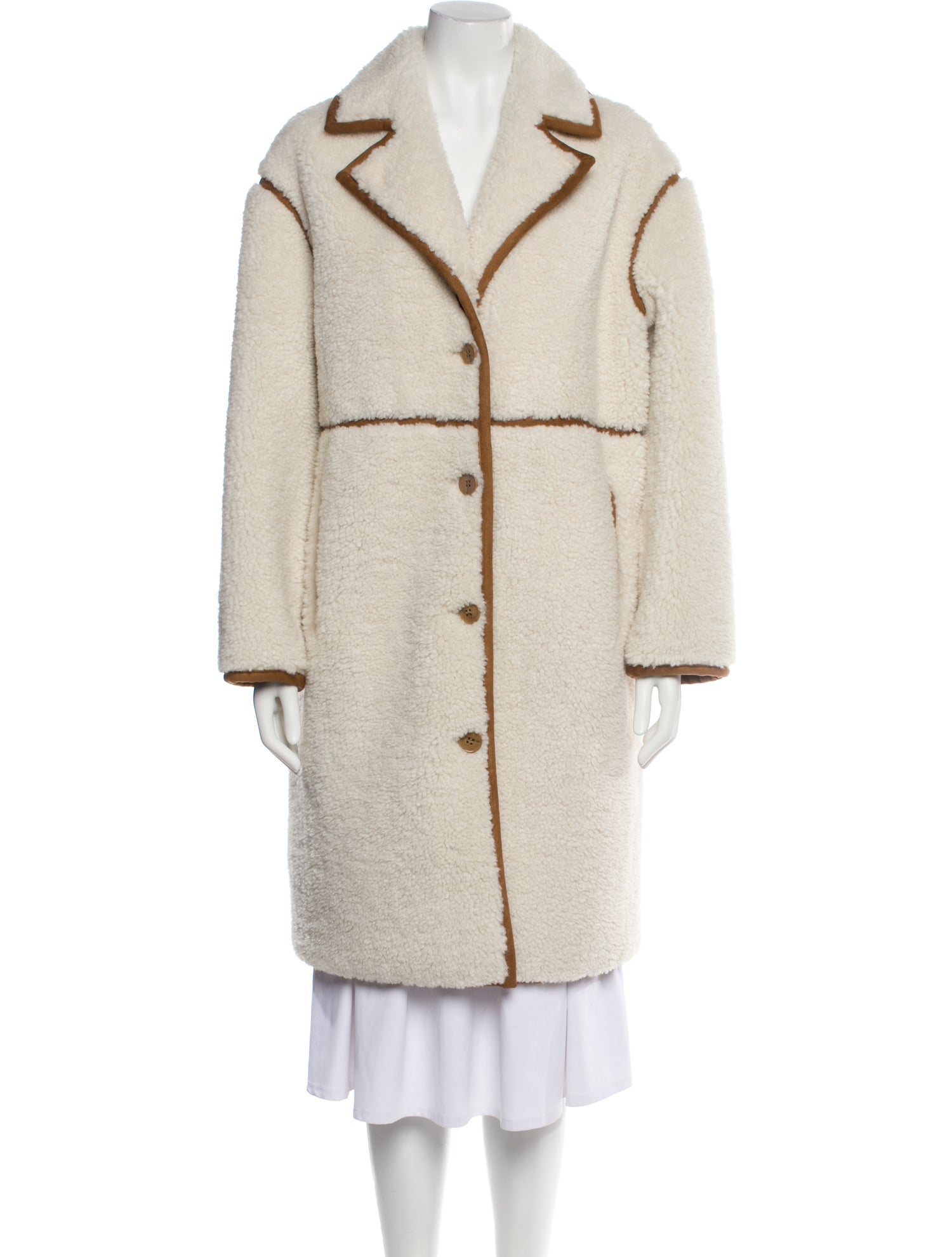 Maje Colorblock Pattern Faux Fur Coat