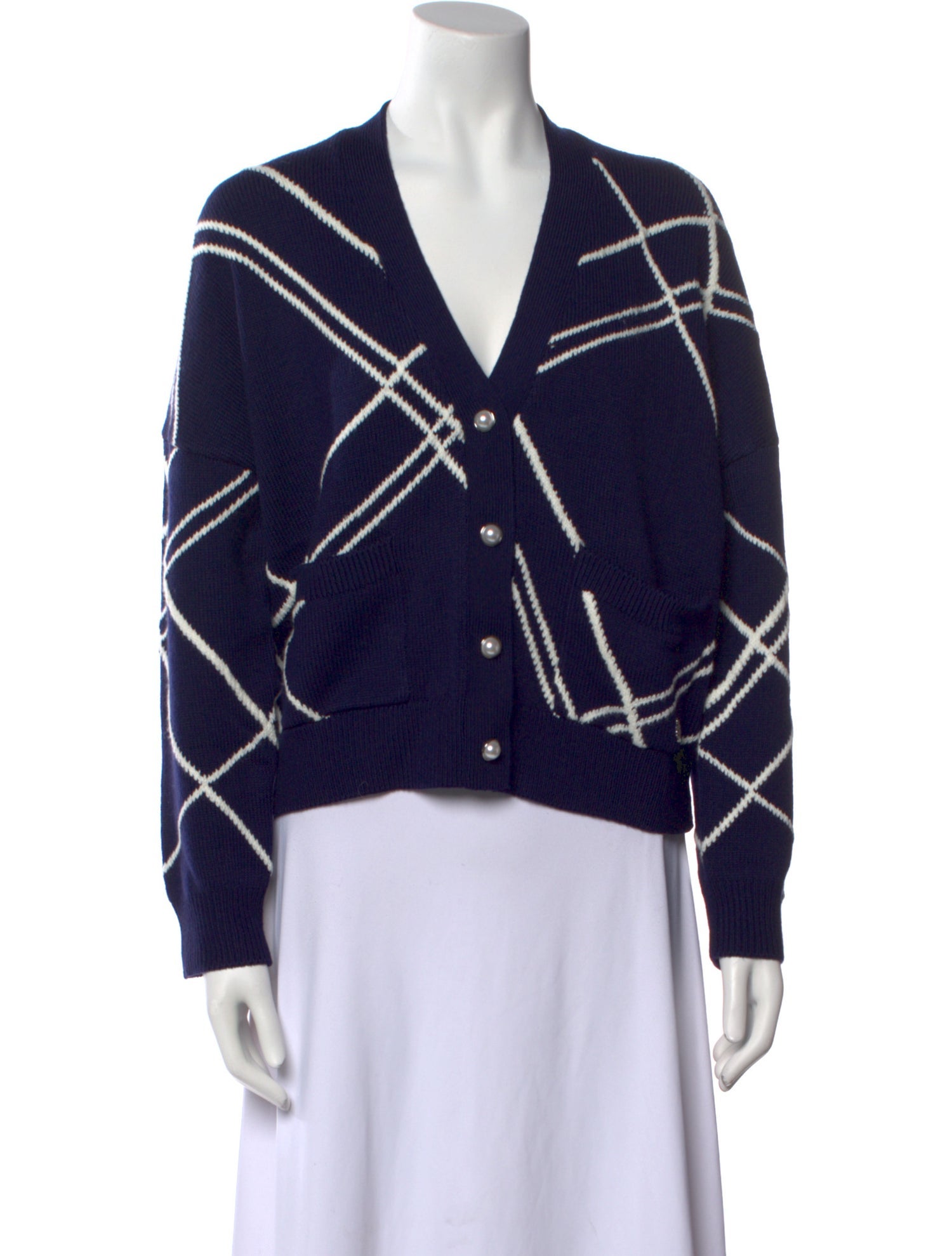 Maje Plaid Print V-Neck Sweater