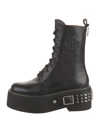 Maje Leather Combat Boots
