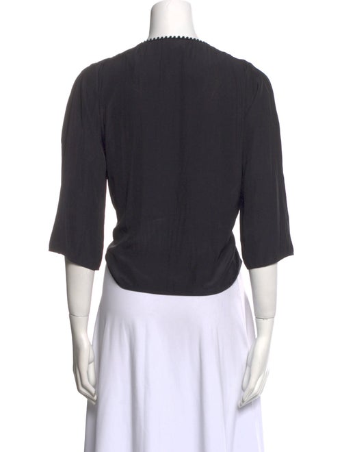 Maje V-Neck Three-Quarter Sleeve Top