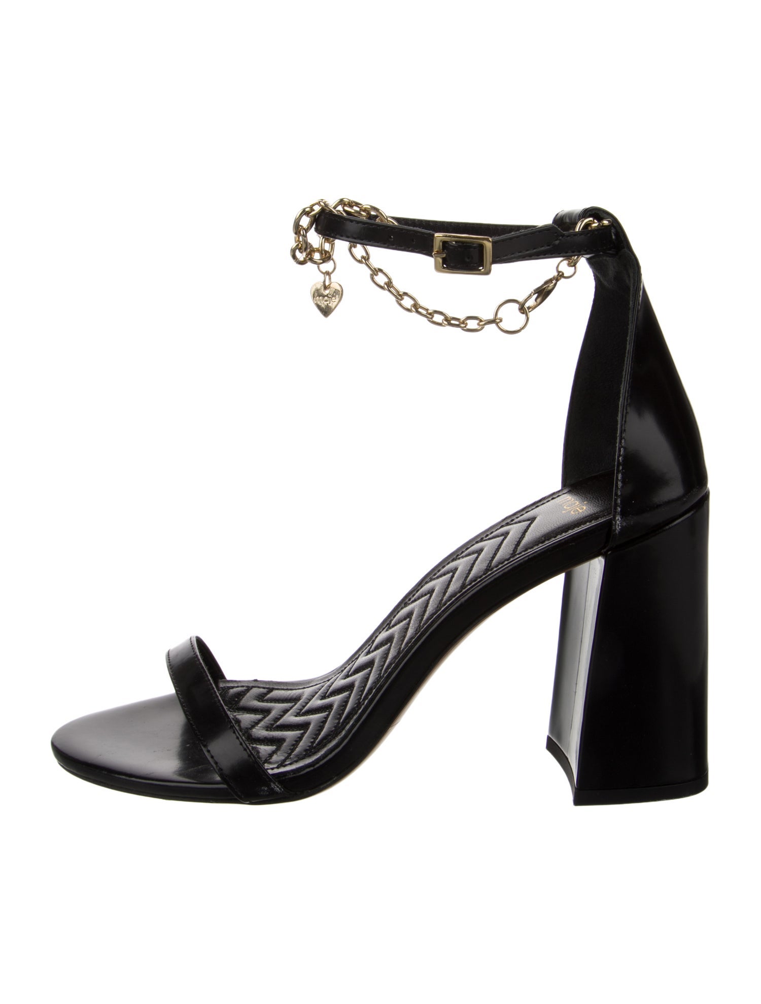 Maje Leather Chain-Link Accents Sandals