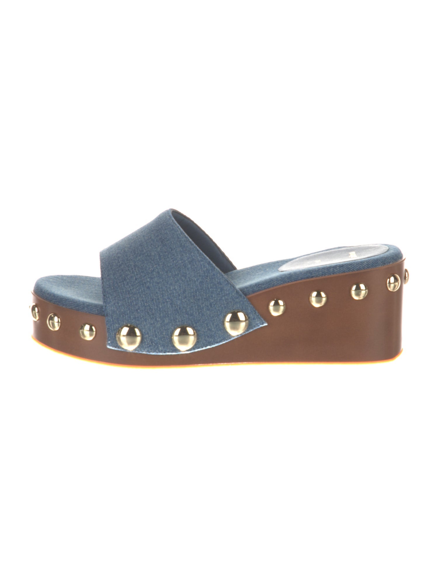 Maje Denim Studded Accents Slides