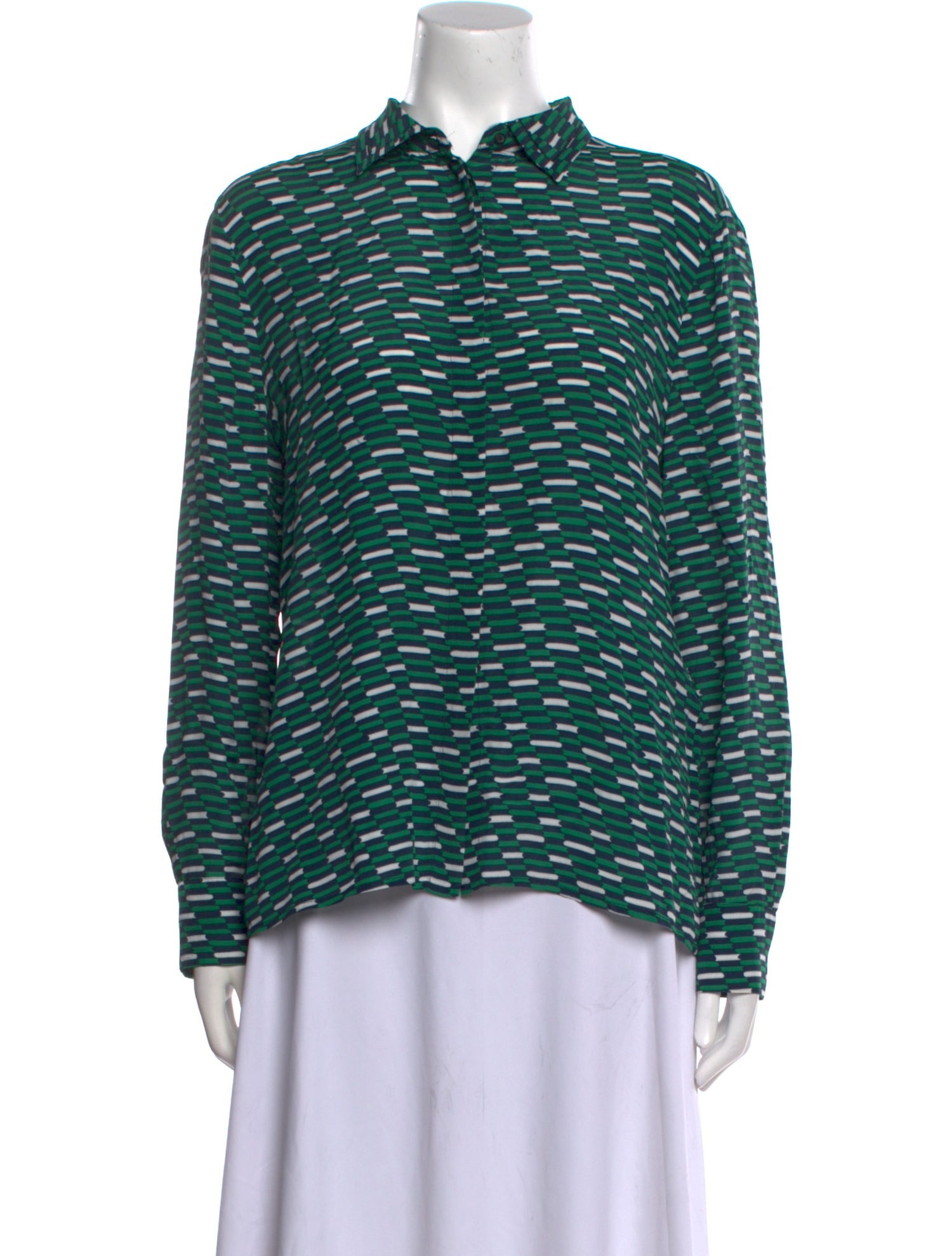 Maje Printed Long Sleeve Button-Up Top