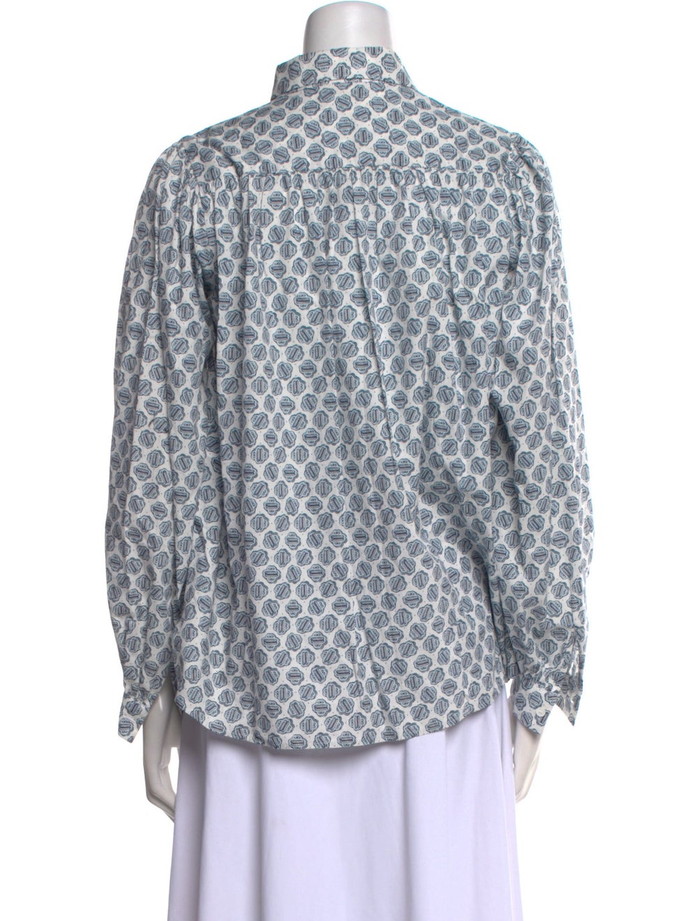 Maje Button-Up Top White Printed Long Sleeve with… - image 3
