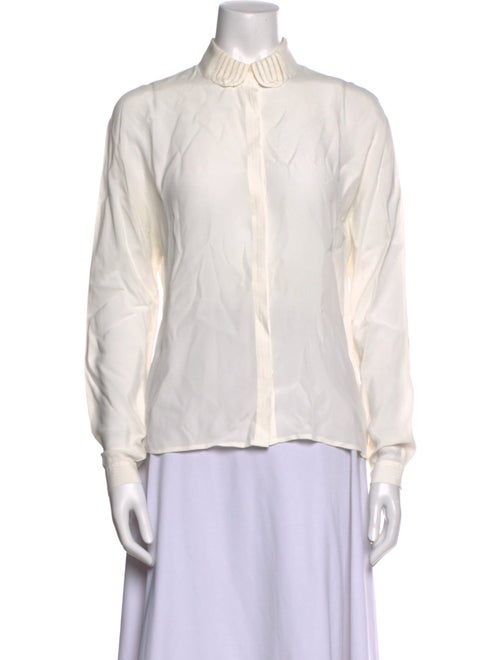 Maje Mock Neck Long Sleeve Button-Up Top