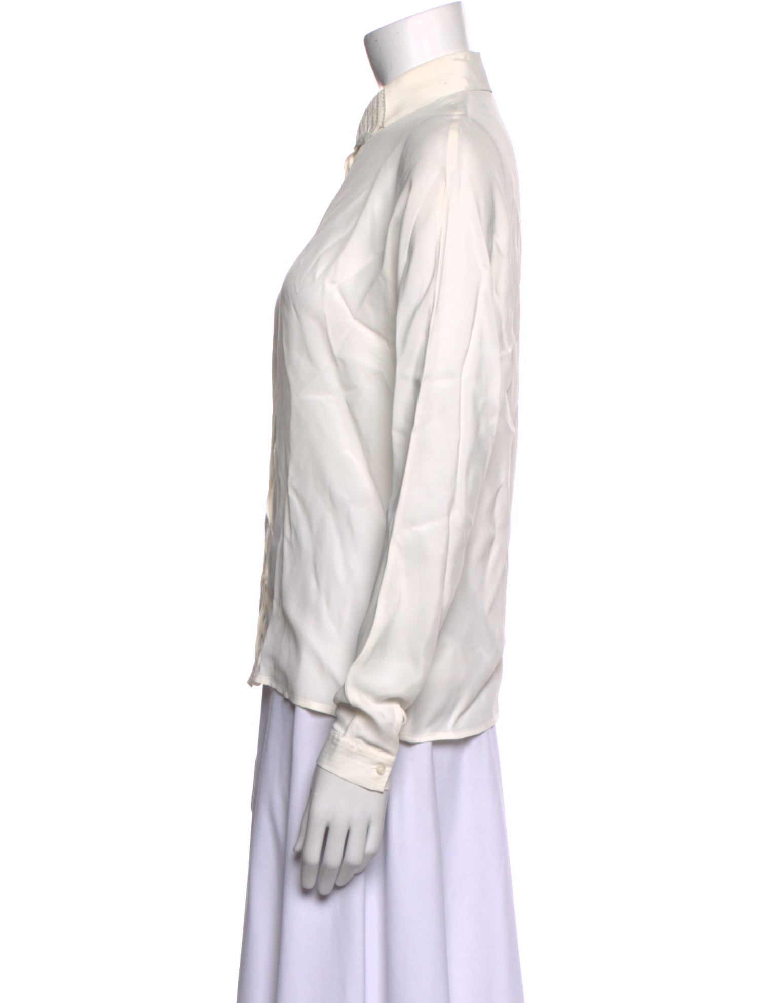 Maje Mock Neck Long Sleeve Button-Up Top