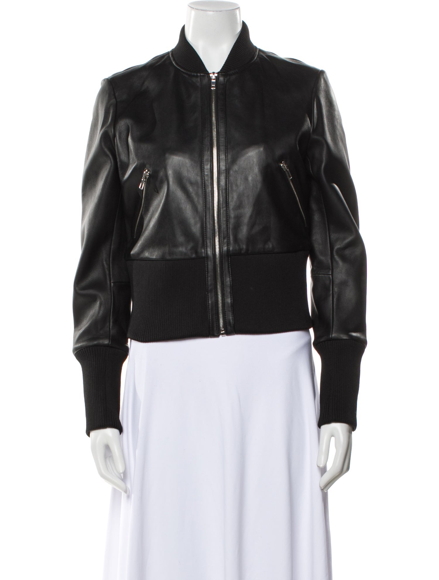 Maje Leather Bomber Jacket