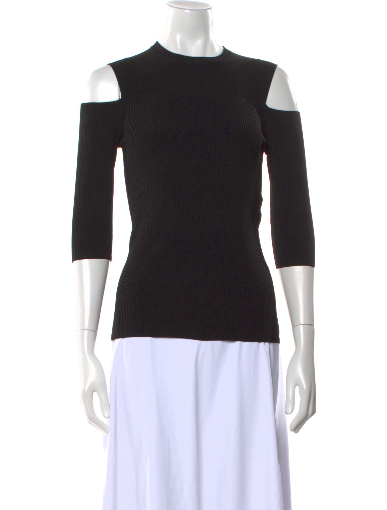 Maje Crew Neck Three-Quarter Sleeve Top