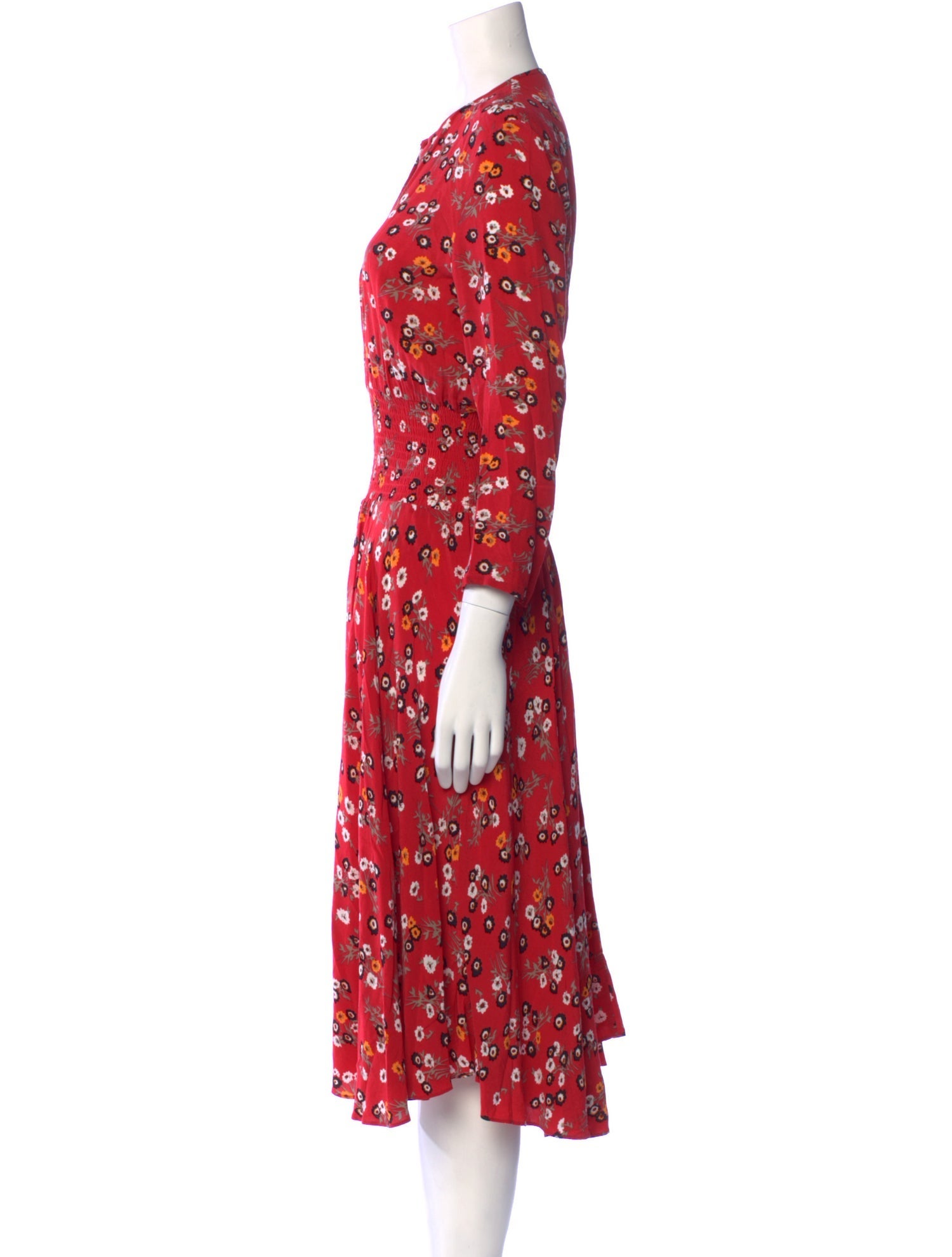 Maje Floral Print Midi Length Dress
